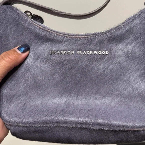 Brandon Blackwood Lavender Purple Pony Hair Shoulder Syl Bag - Picture 13 of 17